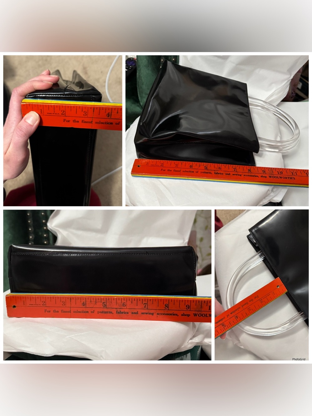 Prada AUTHENTIC Vintage Black Patent Leather Clear Lucite Shopper Tote Bag 90s - Picture 12 of 16